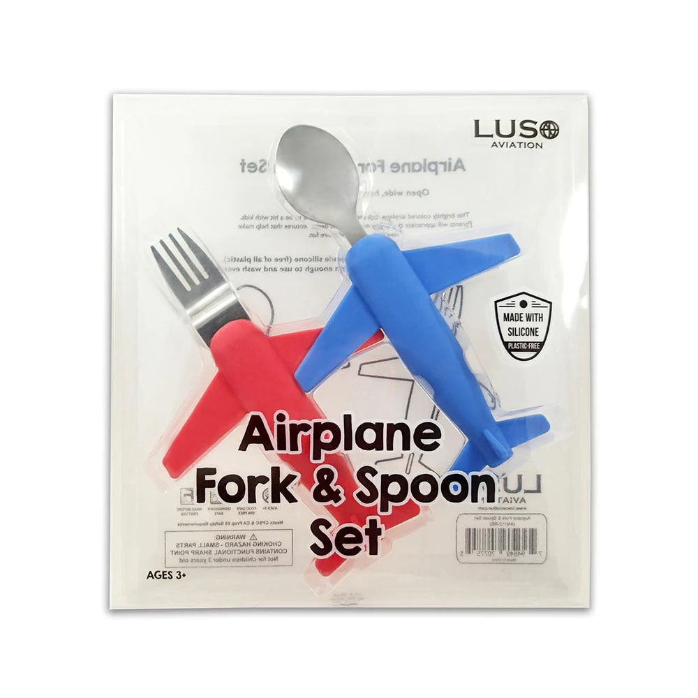 airplane fork and spoon set for kids
