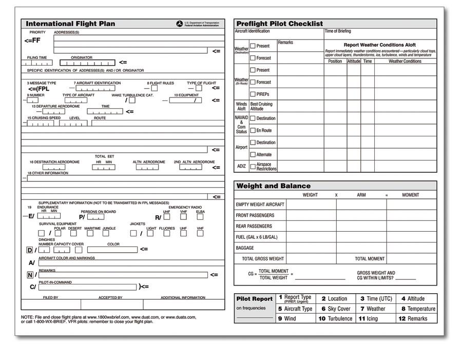 Flight Planner Nav Sheets, 48 Pad