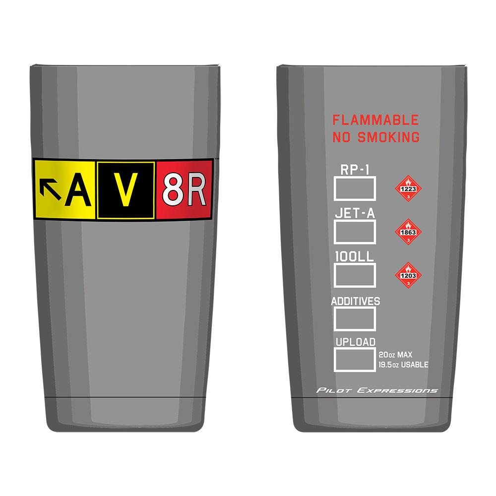 stainless av8r mug tumbler front and back