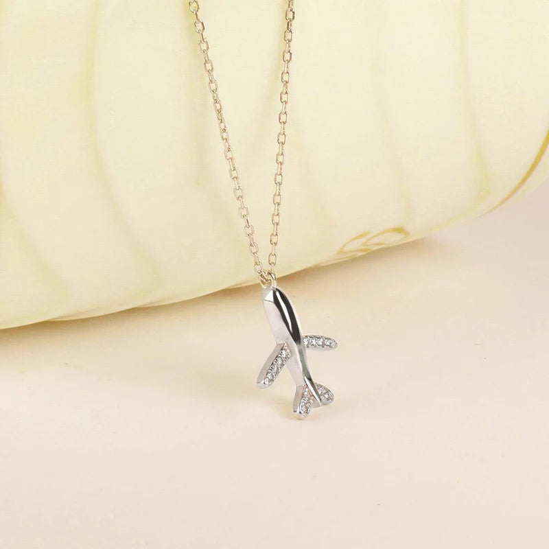 airplane necklace in silver