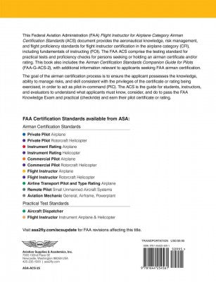 ASA Airman Certification Standards for Flight Instructor, Back Cover