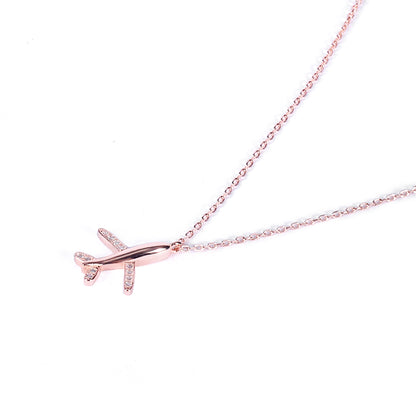 airplane necklace in rose gold