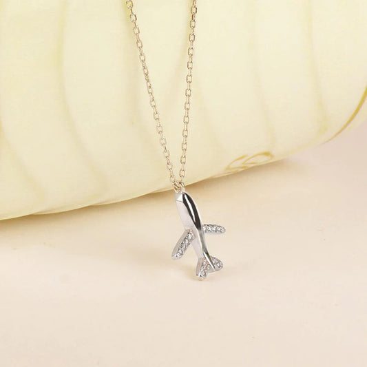 Airplane Silver Necklace